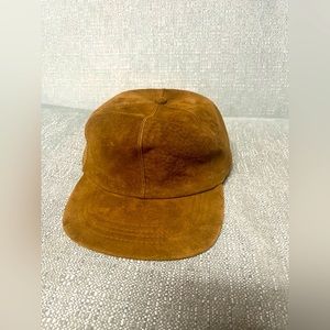 L L Bean Baseball Hat Cap Leather Suede Brown Adult Large Vintage 1980s USA